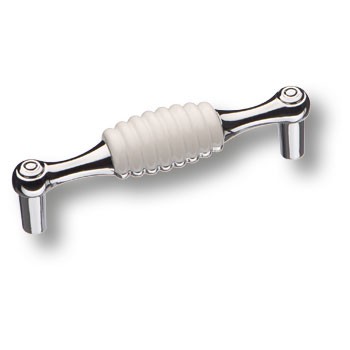 Ручка-скоба, 323096MP02ST01, 96мм, металл/пластик, глянцевый хром/белый