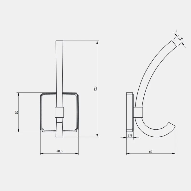Крючок, CAPITAL, двухрожковый, металл, черный матовый, GTV