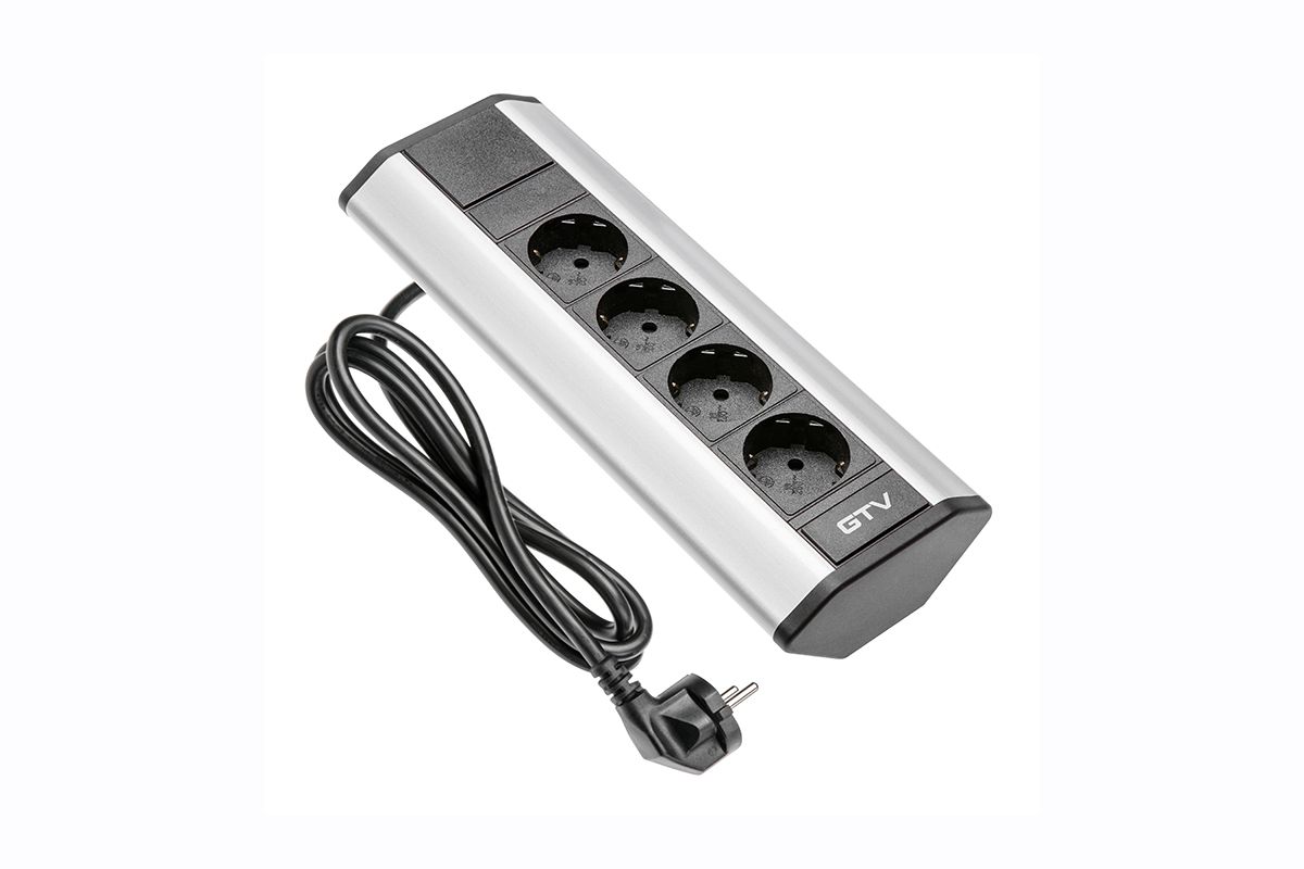 Угловая накладная, 4хEURO, серый, усовое заземл., IP20, пластик, GTV