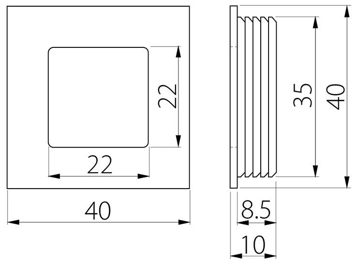 Ручка врезная, UZ-00B226-10, 40х40мм, квадрат, металл, белый, GTV