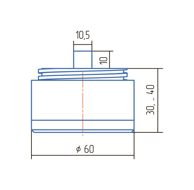 Опора регулируемая d=60мм, h=30-40мм, пластик, матовый хром