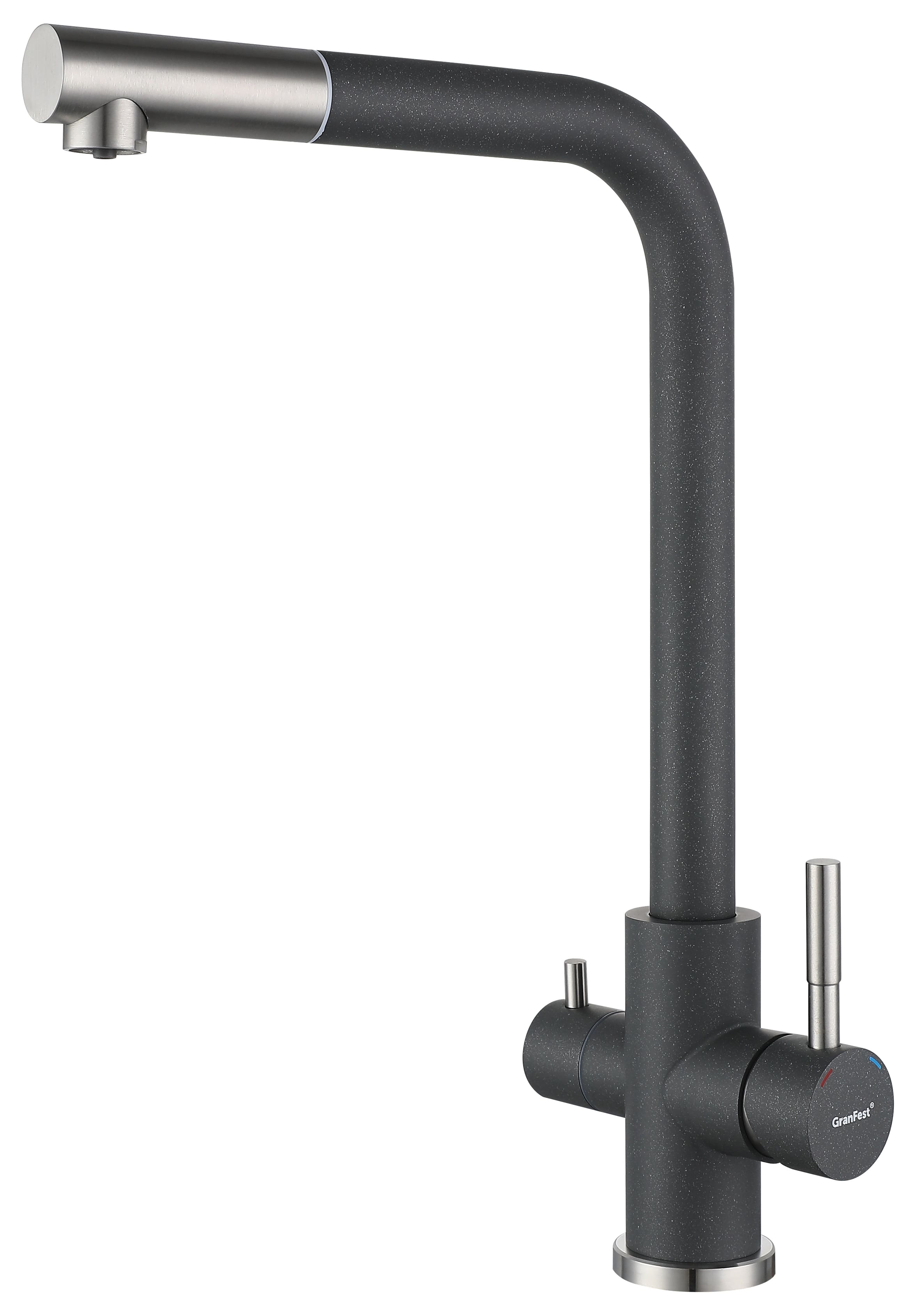 Смеситель GranFest Quarz Z-5421, с краном питьевой воды, темно-серый