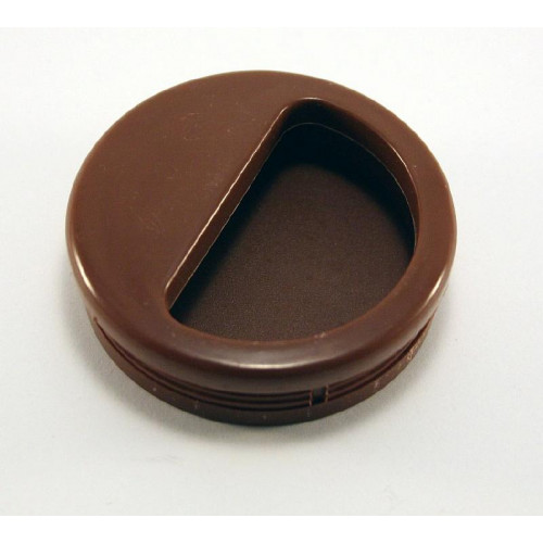 Ручка врезная круглая, d=50мм, пластик, коричневый