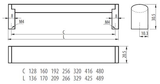 Ручка-скоба, UZ-682, 224мм, металл, инокс