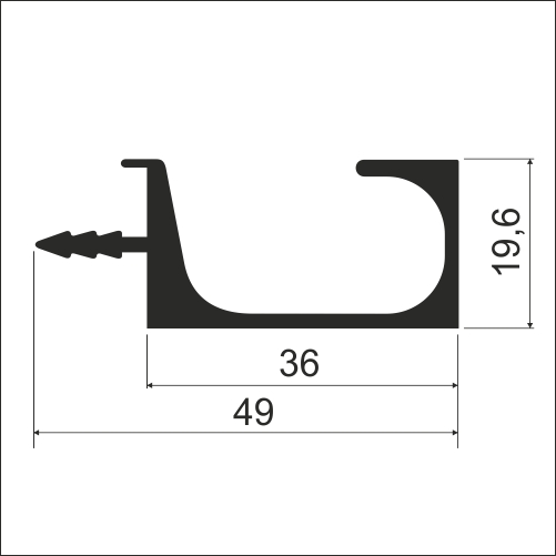 Ручка-профиль TW7 для ДСП 18мм, h=19,6мм, L=5000мм, белый матовый