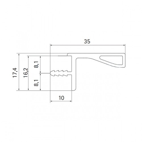Ручка-профиль для навесных шкафов, 80/G3.5AL.04, h=16мм L=4,2м, полированный никель