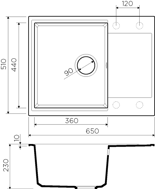 Мойка Daisen 65-GR, Artgranit/leningrad grey