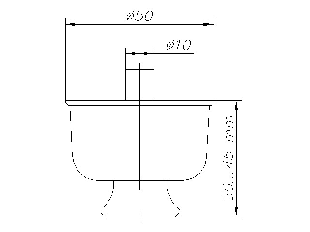 Опора регулируемая пластмассовая, Ø50мм, h=30-45мм, с пазом под отвертку, бежевый