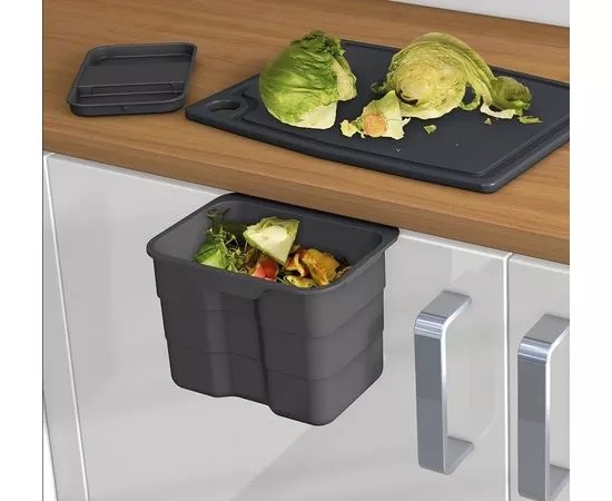 Контейнер для мусора BioBoy c крышкой, 4,2л, 227х172х170 мм, пластик, серый