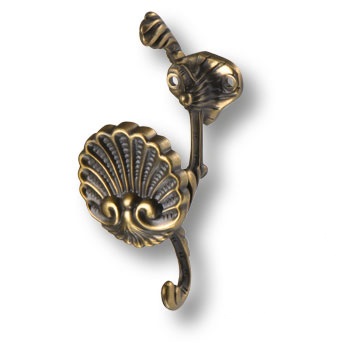 Крючок, 4210.0119.001, двухрожковый, металл, античная бронза