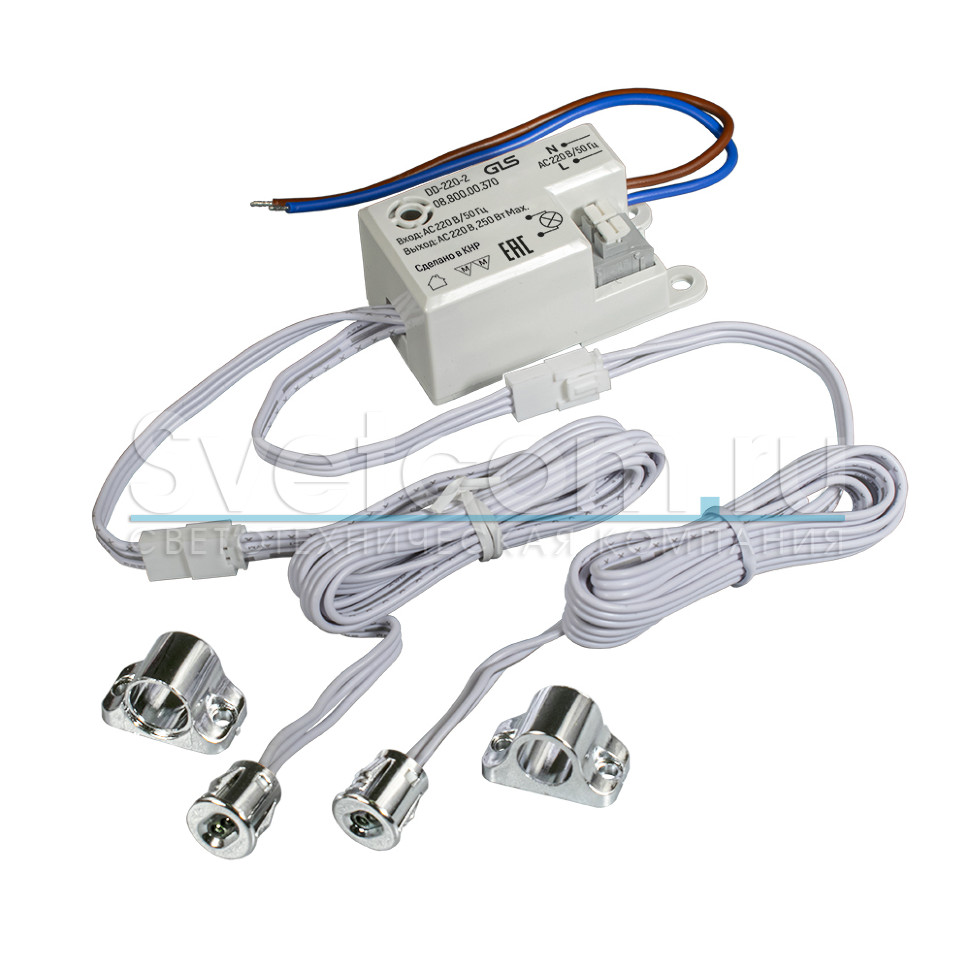 Выключатель ИК на преграду, с выносными сенсорами (2 шт.), 220В/250Вт, врезной Ø10мм/накладной, хром, DD-220-2