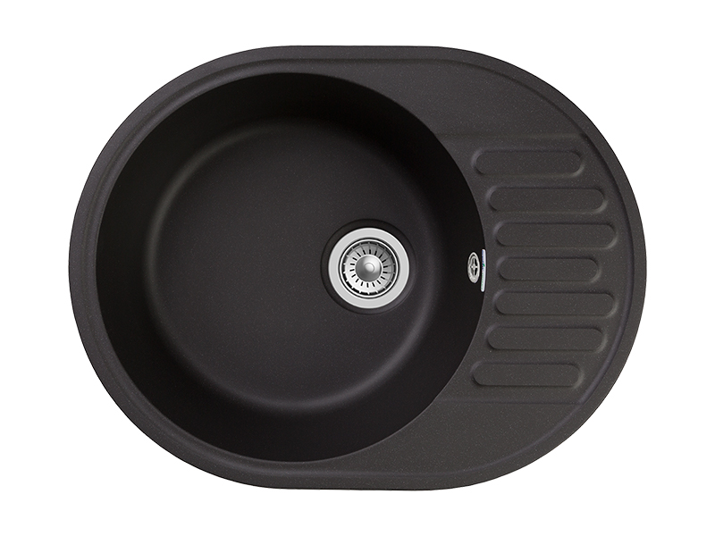 Мойка GranFest QUARZ 58, 617х480 мм, черный (овальная, без сифона)