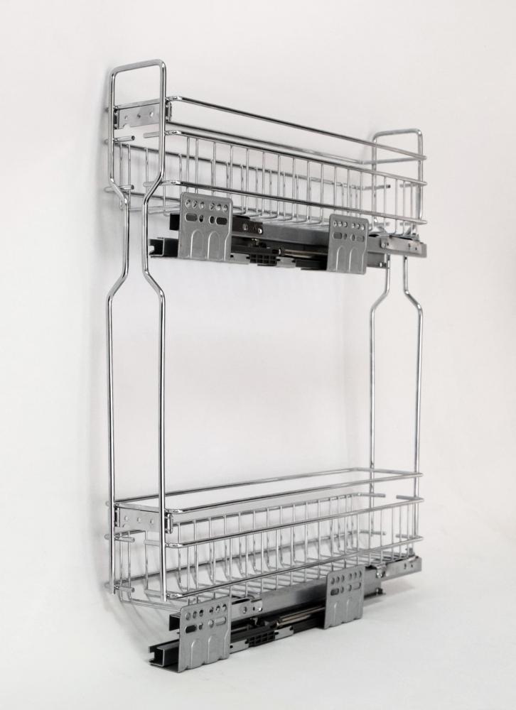 Корзина 150мм, 2 яруса, 100х450х520мм, боковое правое, c доводчиком, HISSEN