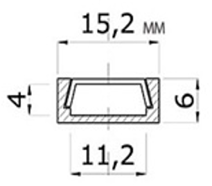 Профиль накладной 16х6х2000мм, лента ≤10мм, черный (диффузор, заглушки, крепеж), SP261