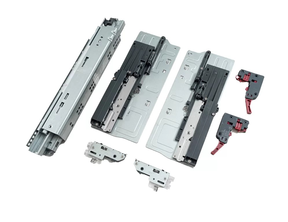 Направляющие скрытого монтажа Soft+Push, 300мм, полн выдвижения, 35кг/пара, с фиксаторами, ALPHALUX