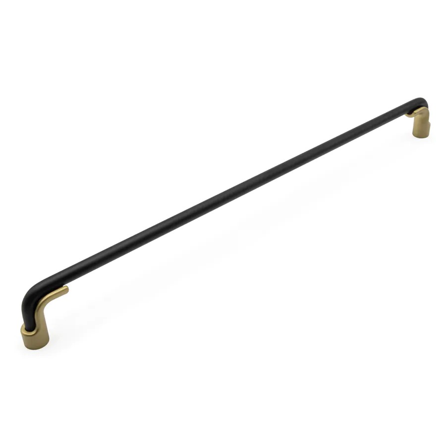 Ручка-скоба, C-6519-320.P61-G77-A/TL77, Hermes, 320мм, металл, черный матовый/матовое золото, Nomet