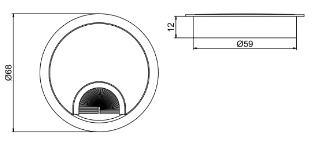 Заглушка для кабель-канала, Ø60мм, h=12мм, металл, алюминий, Rejs