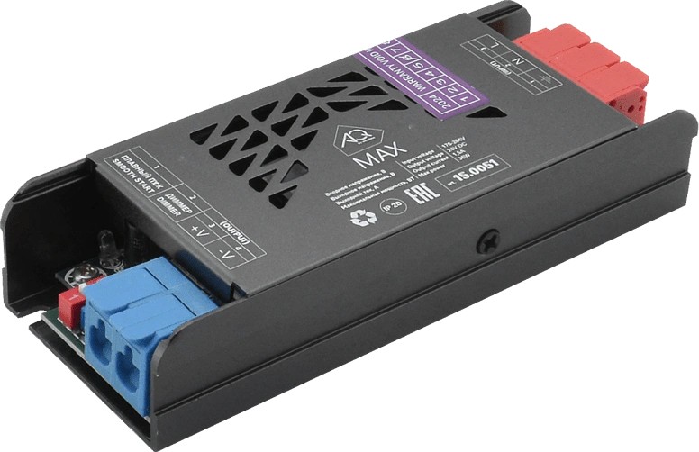 Трансформатор  36W/24V, IP20, компактный, без шнура, металлический, MAX AQ