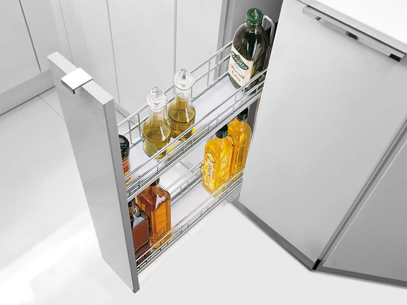 Корзина 150мм, 2 яруса, 112х495х590мм, боковое универсальное, полного выдвижения, с доводчиком