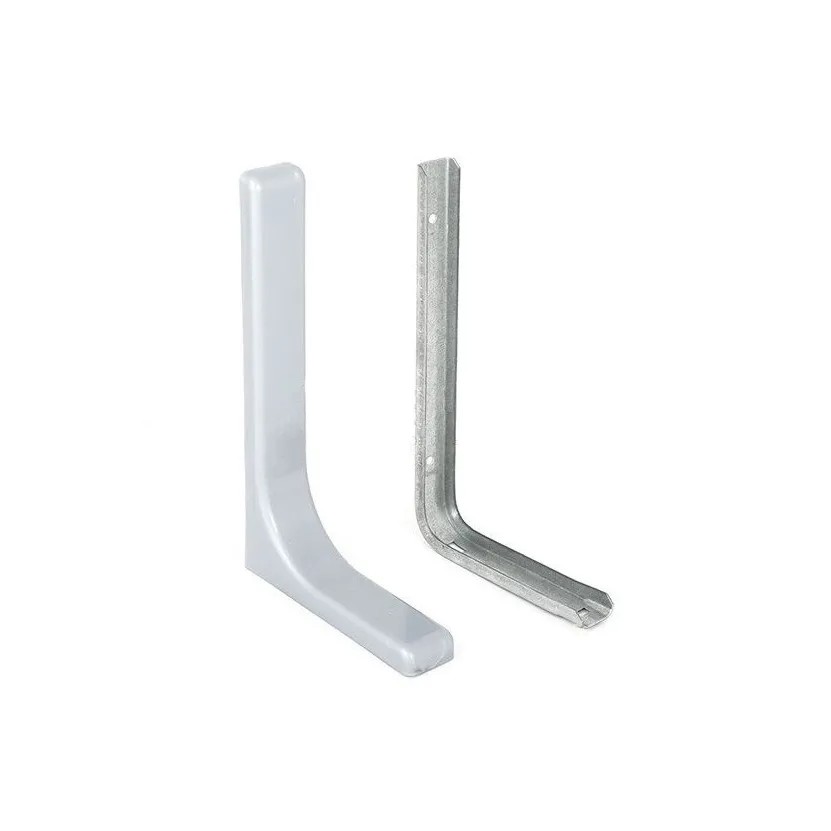 Полкодержатель Г-образный, L=120мм, сталь/пластик, серый, без крепежа, Китай