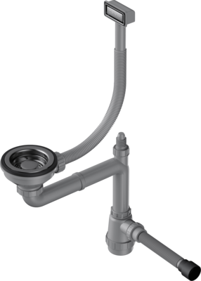 Арматура для одночашевых моек WK-1-GM, прямоуг. перелив, вороненая сталь