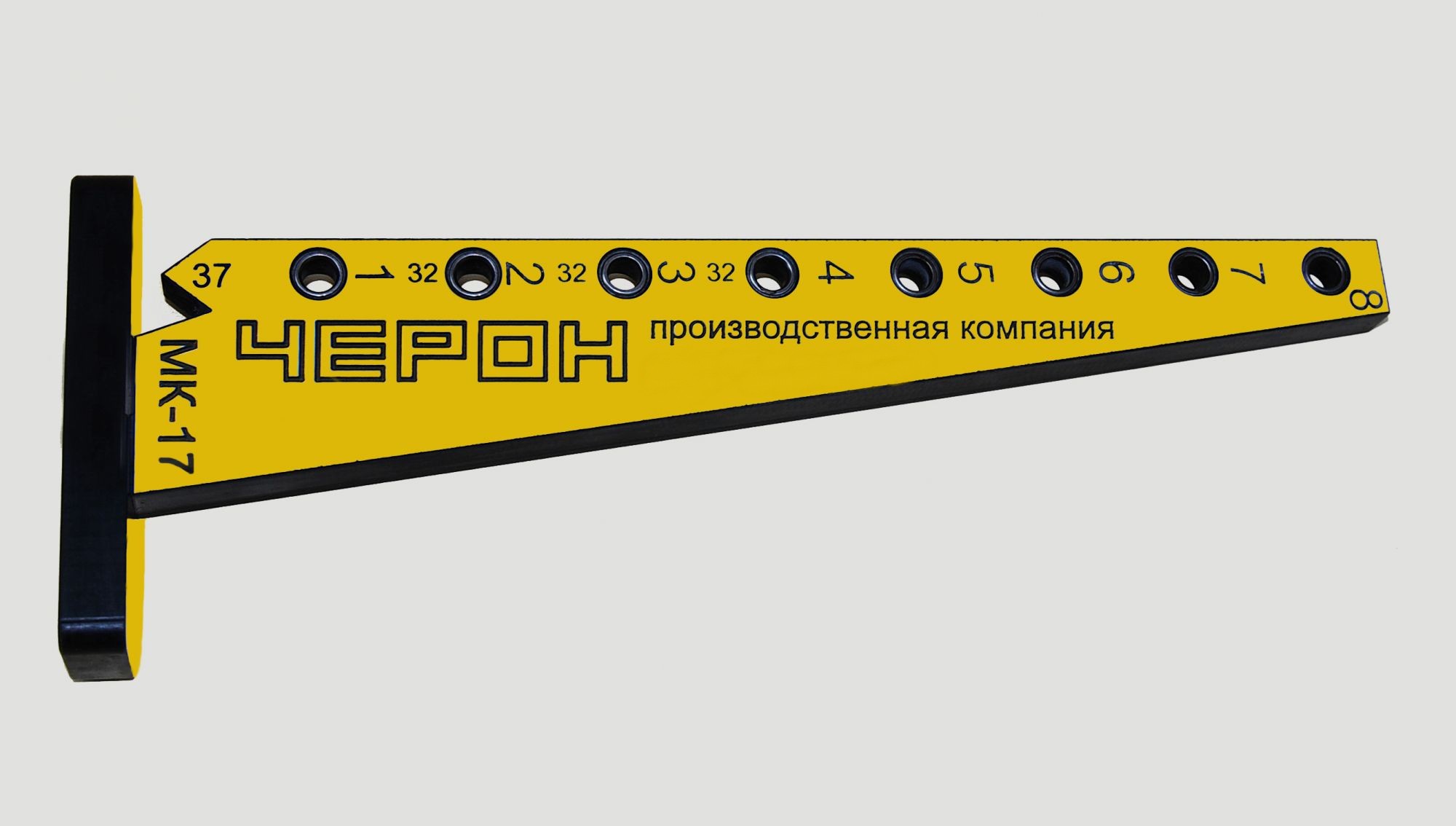 Мебельный кондуктор для стяжек-евровинтов, L=288мм, d втулки=7мм, шаг отверстий 32мм