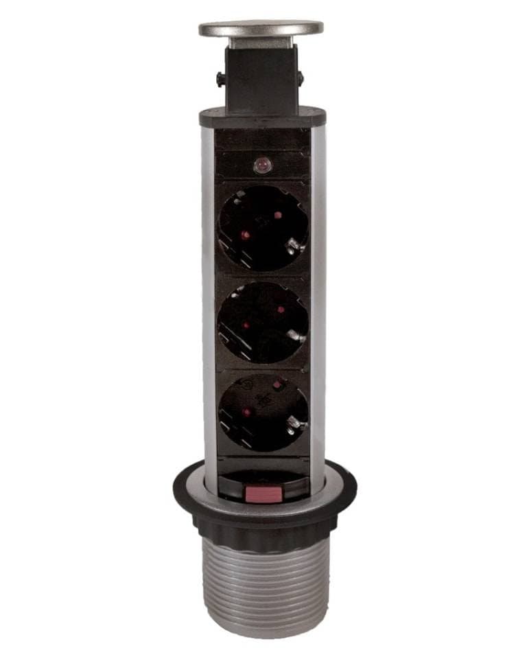 Вертикальная, 3хEURO, Ø 60мм, ручное, пластик, серый, усовое заземл., шнур 1,8м, GLS