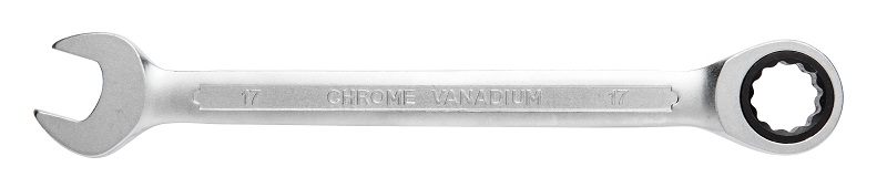 Ключ комбинированный с трещоткой, сталь CrV, 17мм, 72Т