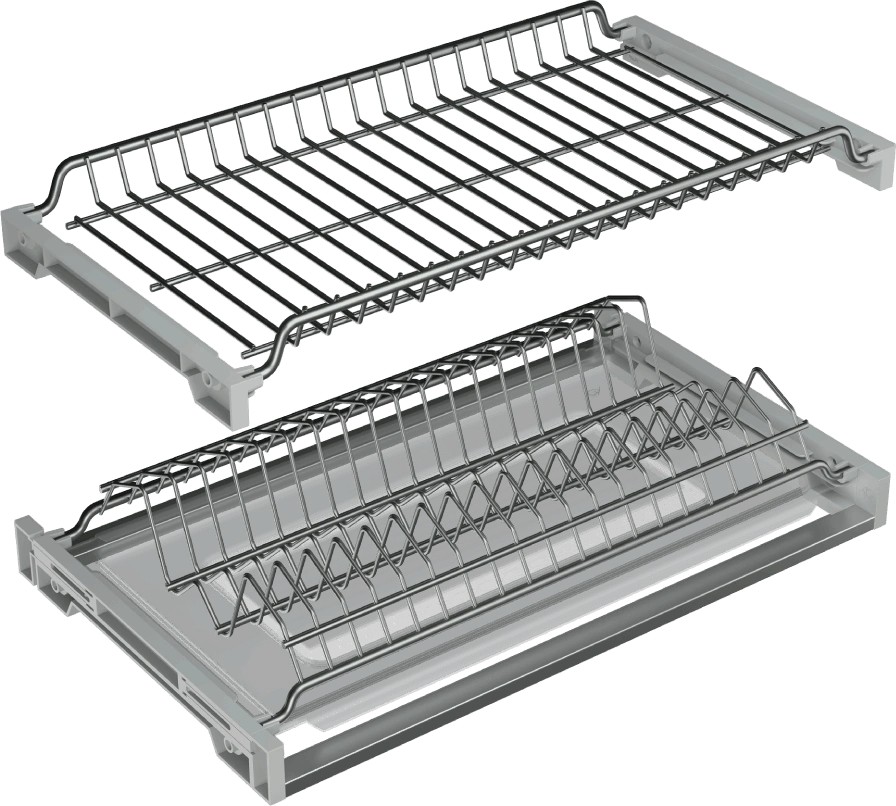 Сушка Glory-line 2-х ярусная, 500мм, 1 жесткий поддон, с рамой, для ДСП 18мм, нерж. сталь, AQ