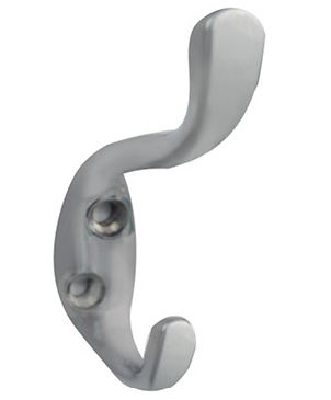 Крючок, 586, двухрожковый, металл, матовый хром