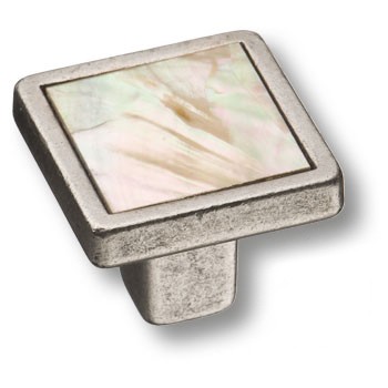 Ручка-кнопка, 15.320.00 MP 05 16, 25х26х26мм, металл/перламутр, старое серебро