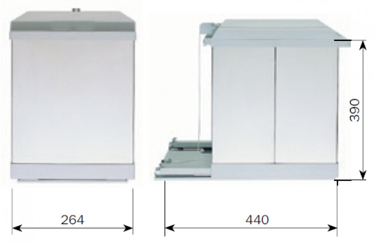 Контейнер для мусора, 18л, 264х440х360мм, в шкаф 350мм, нерж. сталь/пластик