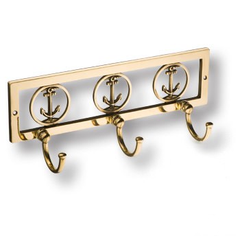 Вешалка "Якорь", 3.813, латунь, глянцевая латунь, на 3 крючка