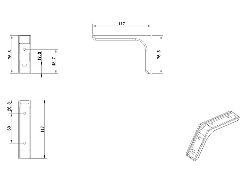 Полкодержатель Г-образный, L=120мм, сталь/пластик, серый, без крепежа, Китай