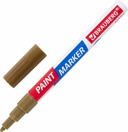 Маркер-краска лаковый, 2 мм, золотой, Brauberg