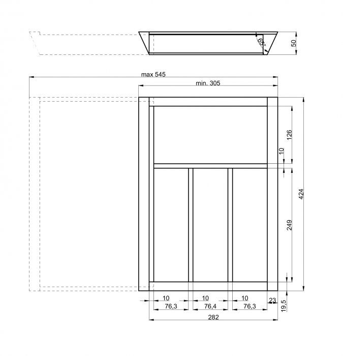 Лоток деревянный с возможностью регулировки 400-600 в ящики Axis/MB L-450, бук