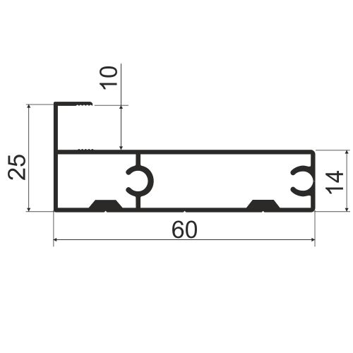Профиль горизонтальный верхний/нижний для подвесной системы OPK, L=5800мм, черный браш
