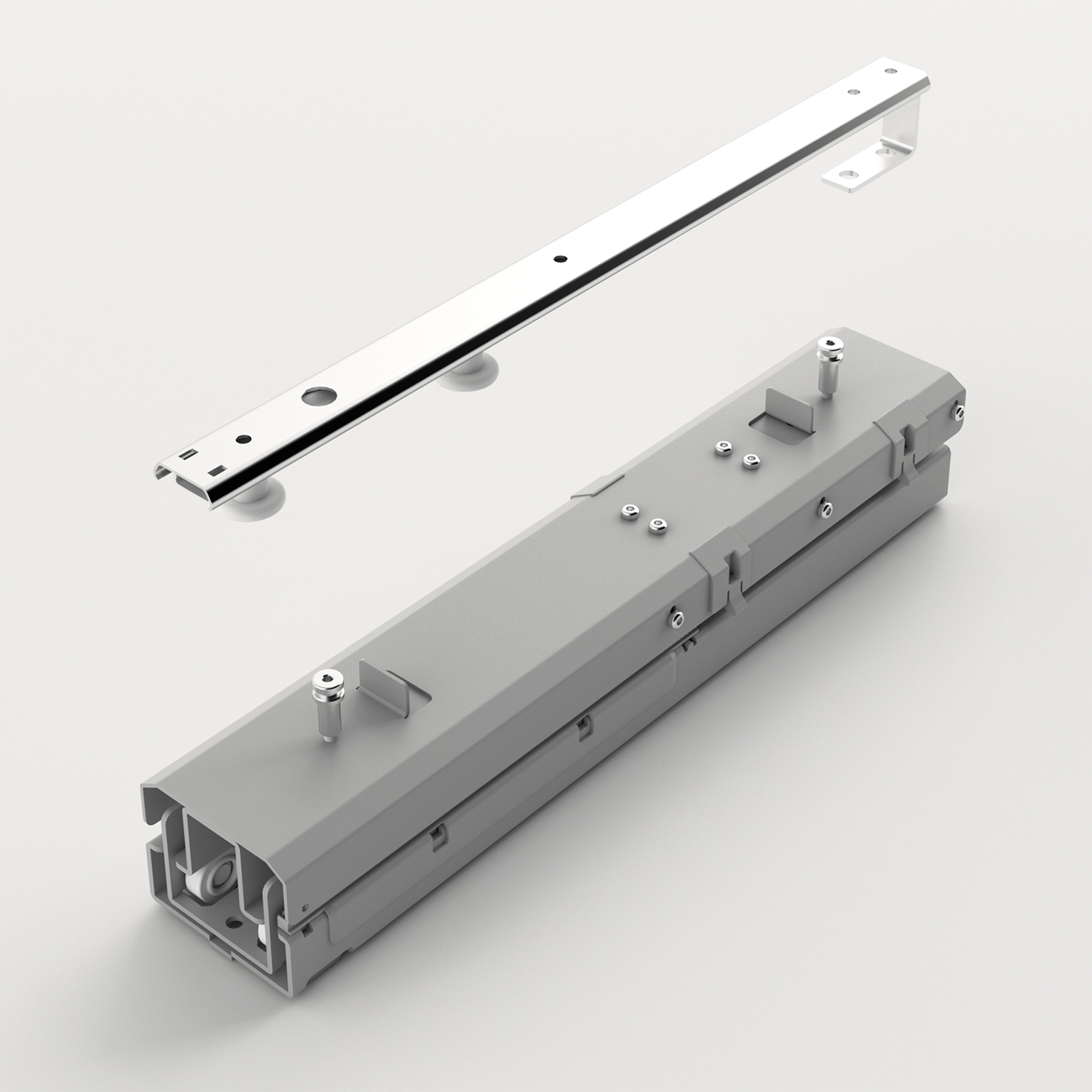 Комплект направляющих OLONA с демпфером Silent System для закрывания/открывания, синхронизация, 100 кг, серебристый