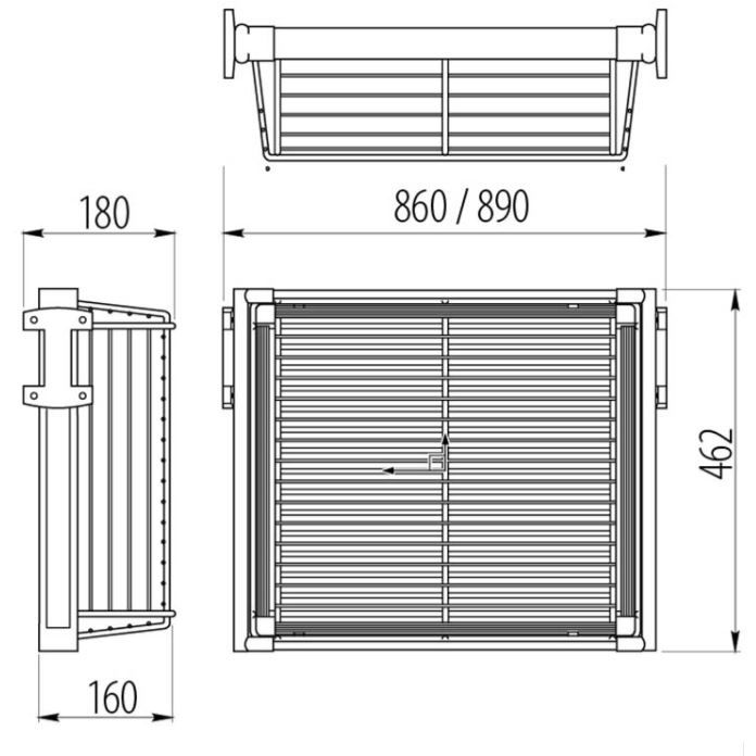 Корзина для белья в шкаф на 600мм, 462х560х180мм, частичное выдвижение, алюминий/черный