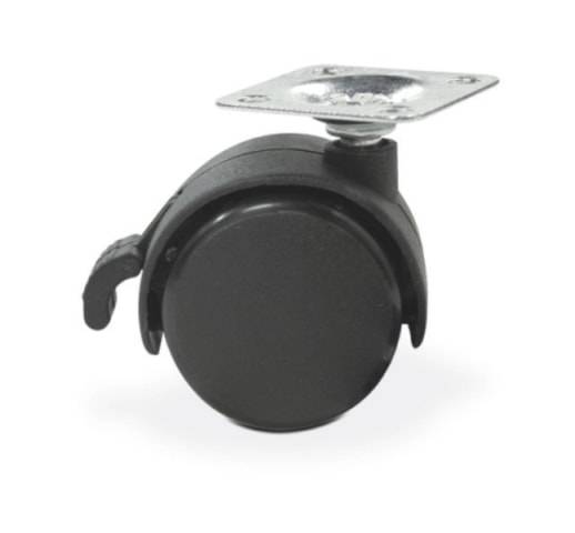 Опора колесная с площадкой, d=50мм, со стопором, пластик, черный, CMF
