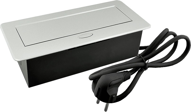 Горизонтальная, 2хEURO+2хUSB A+C, полуавтомат, серый, 263х117х65мм, металл/пластик, AQ