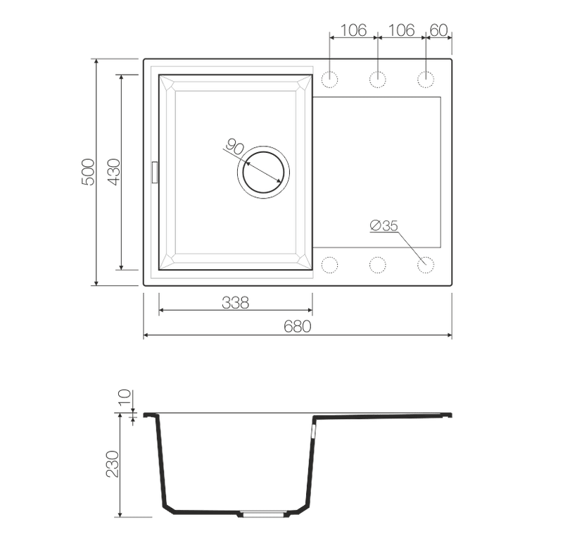 Мойка Sakaime 68-WH, Tetogranit/белый