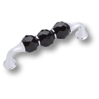 Ручка-скоба, 2537-005-96-BLACK, 96мм, металл/кристаллы, глянцевый хром/черный