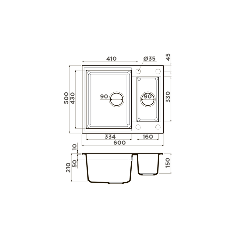 Мойка Sakaime 60-2 PL, Tetogranit/платина