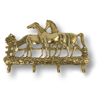 Ключница "Лошади", 00089, латунь, глянцевая латунь