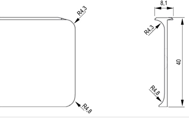Планка угловая 38мм, R4,3, L=600мм, алюминий, EGGER