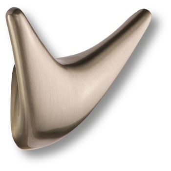 Крючок, 2025 0091 NB, двухрожковый, металл, матовый никель