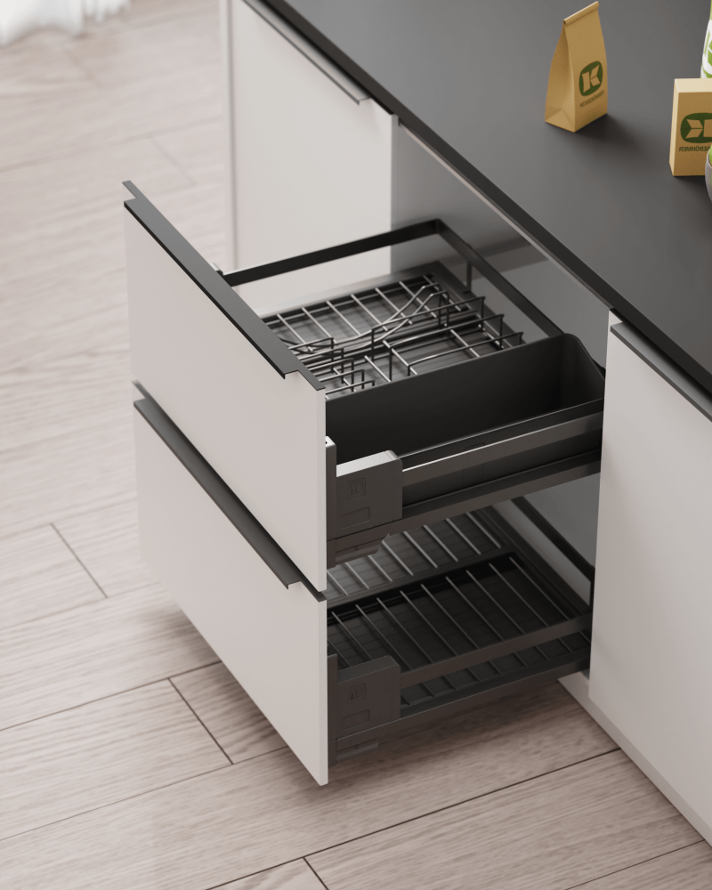 Сушка выкатная 600мм, Дайнинг Агент Ф135, с направл., во внутр. ящ, антрацит, Kessebohmer