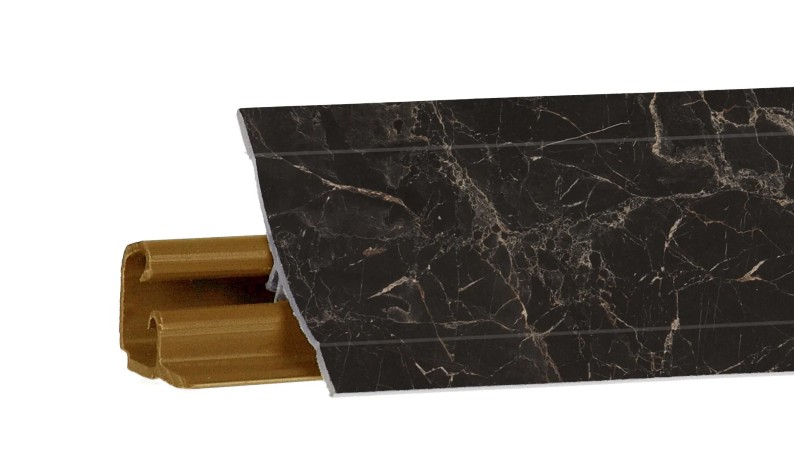 Плинтус LB-23, мрамор марквина черный матовый, 3000мм, Россия