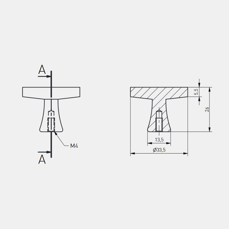 Ручка-кнопка, DUNE, d=33,5мм, металл, позолоченная латунь, GTV